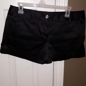 Black satin short shorts